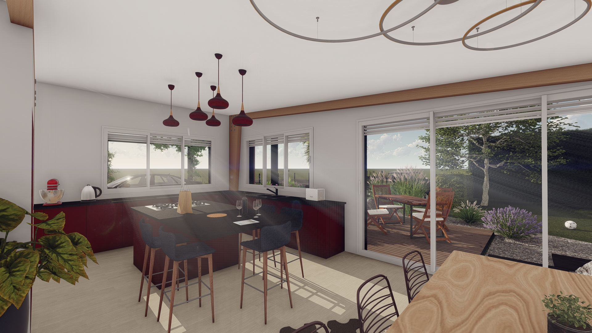 Immo80 – L'immobilier à Amiens et dans la Somme-HANGEST-EN-SANTERRE – MAISON D’ARCHITECTE CONTEMPORAINE – 155m2 – PLAIN PIED – 4 CHAMBRES – TERRASSE – JARDIN