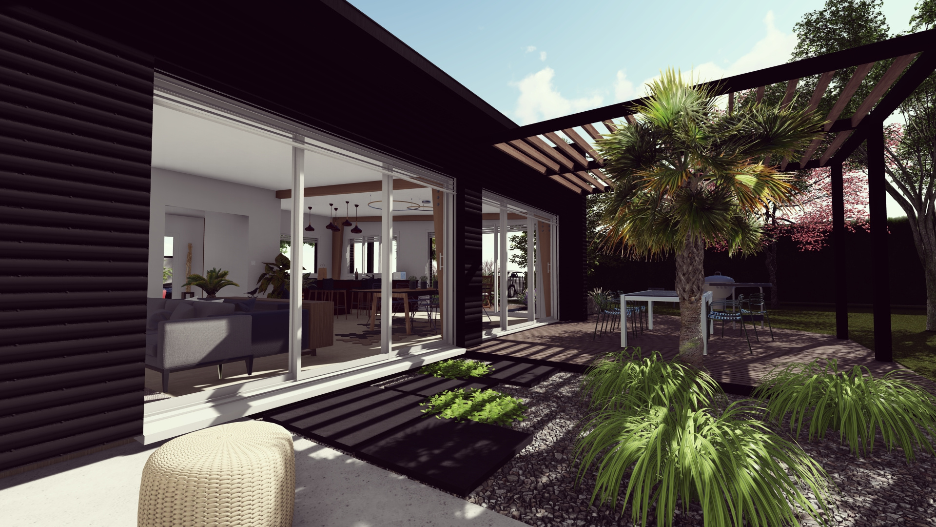 Immo80 – L'immobilier à Amiens et dans la Somme-HANGEST-EN-SANTERRE – MAISON D’ARCHITECTE CONTEMPORAINE – 155m2 – PLAIN PIED – 4 CHAMBRES – TERRASSE – JARDIN