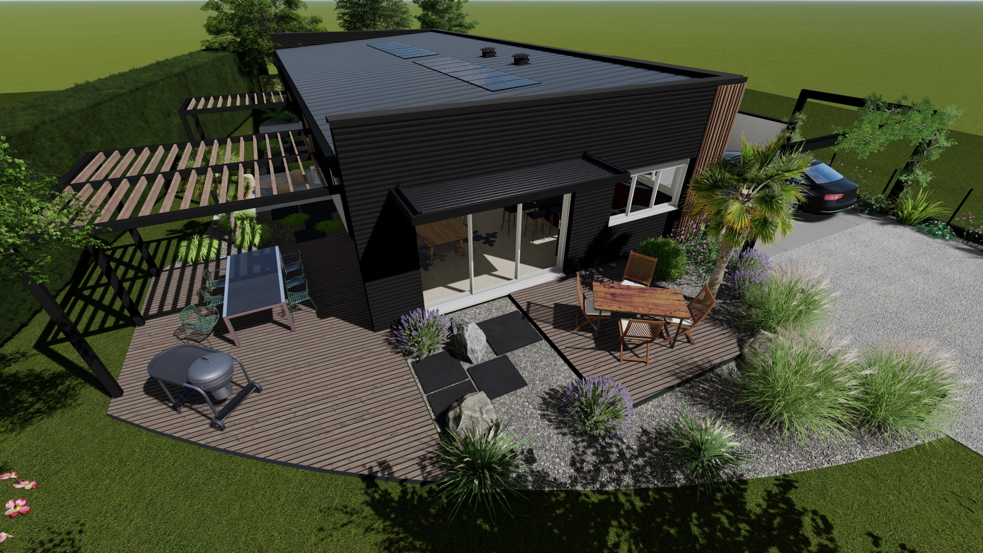 Immo80 – L'immobilier à Amiens et dans la Somme-HANGEST-EN-SANTERRE – MAISON D’ARCHITECTE CONTEMPORAINE – 155m2 – PLAIN PIED – 4 CHAMBRES – TERRASSE – JARDIN