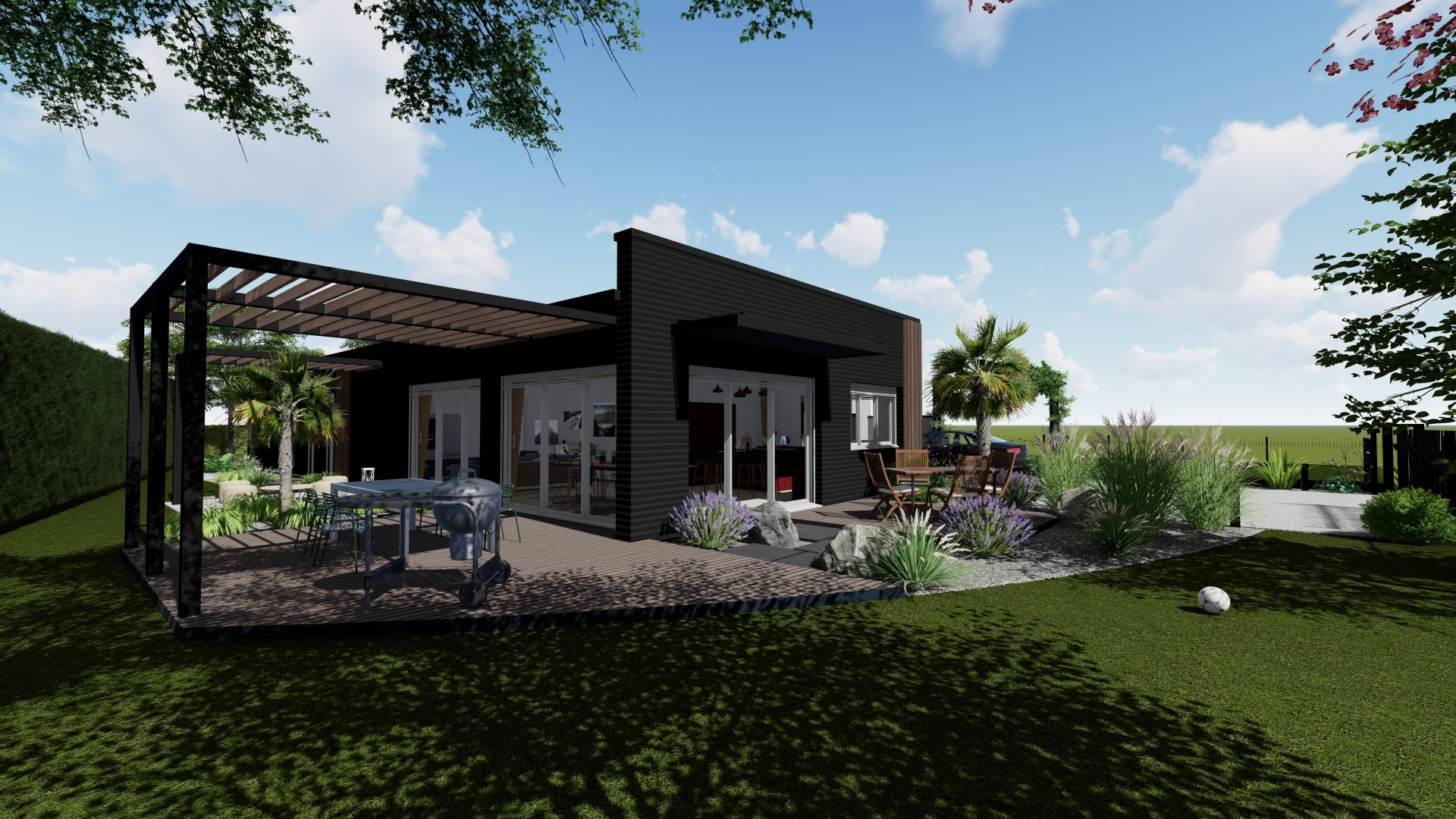 Immo80 – L'immobilier à Amiens et dans la Somme-HANGEST-EN-SANTERRE – MAISON D&rsquo;ARCHITECTE CONTEMPORAINE – 155m2 – PLAIN PIED – 4 CHAMBRES – TERRASSE – JARDIN