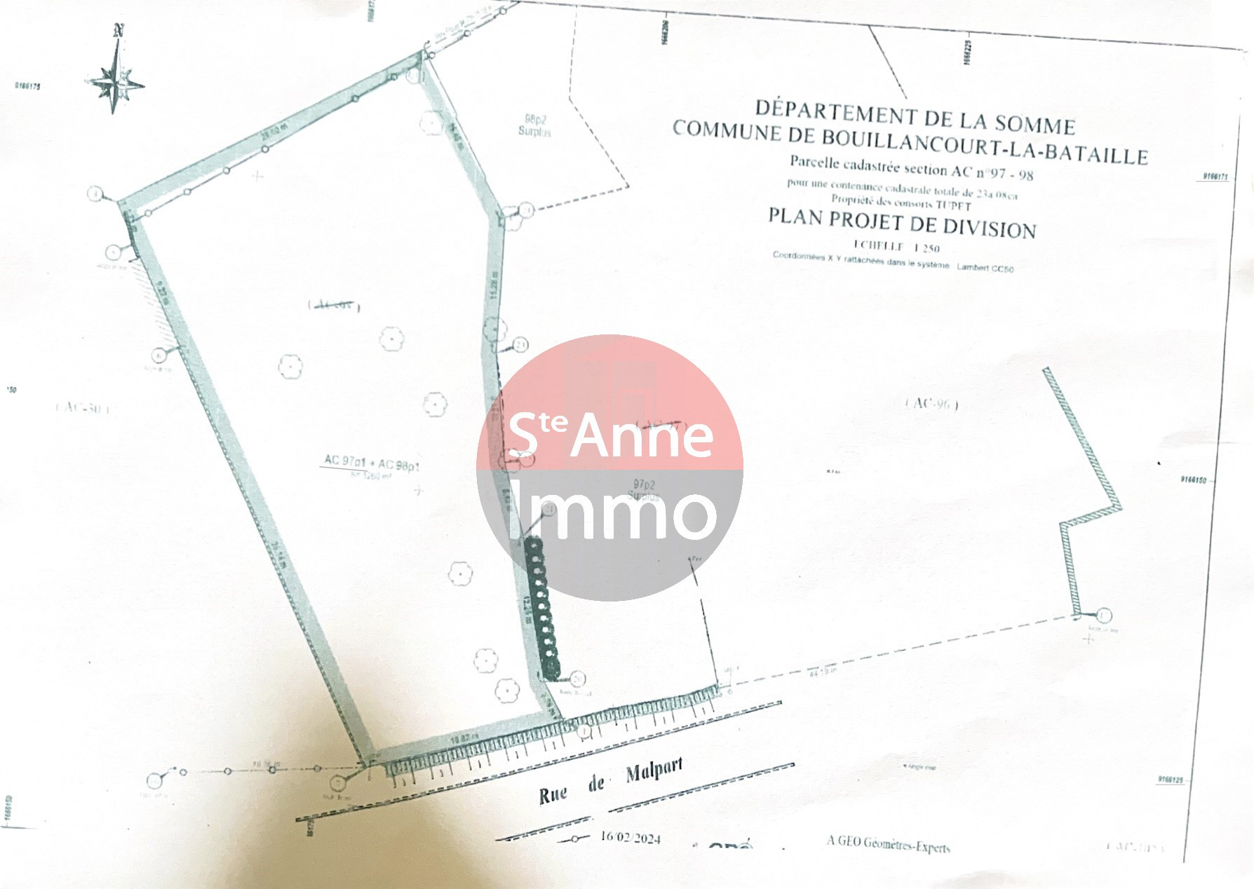 Immo80 – L'immobilier à Amiens et dans la Somme-BOUILLANCOURT LA BATAILLE – TERRAIN A BATIR DE 1200m2